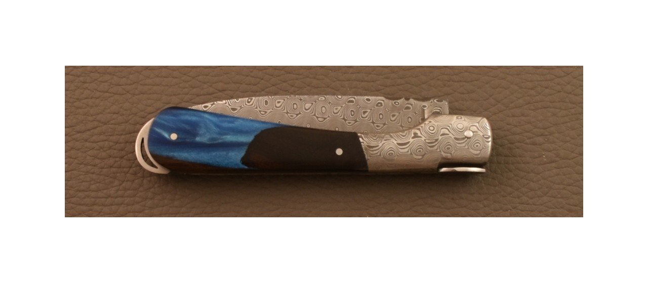 Couteau Sperone Corse Guilloché Damas Hybride Bois de Fer