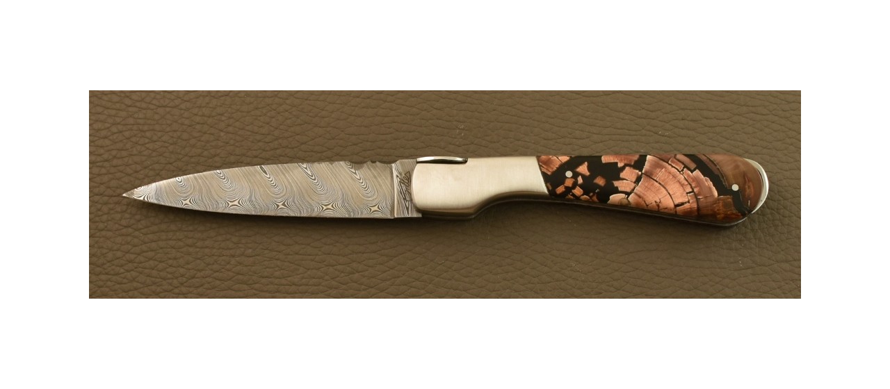 Couteau Sperone Corse Guilloché Damas Tranche de Mammouth