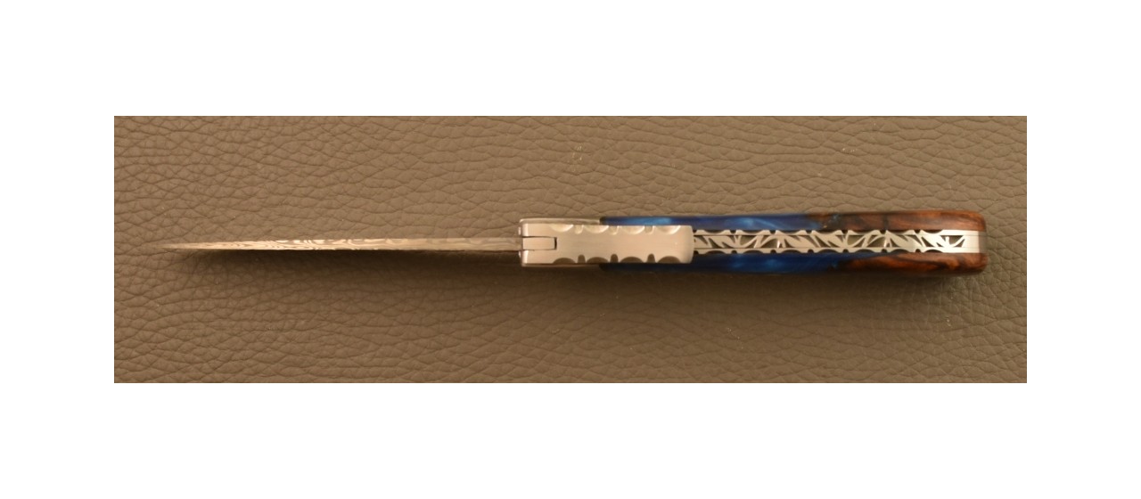 Couteau L'Antò Corse Guilloché Damas Hybride Bois de Fer