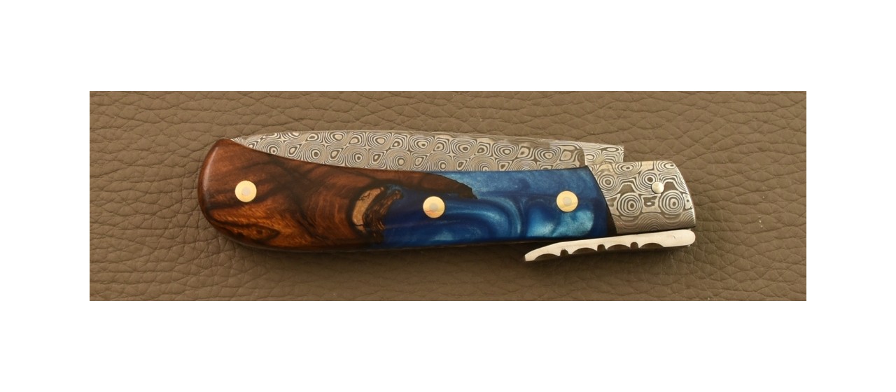 Corsican knife L'Antò "Guilloché" Damascus Range Hybrid Ironwood