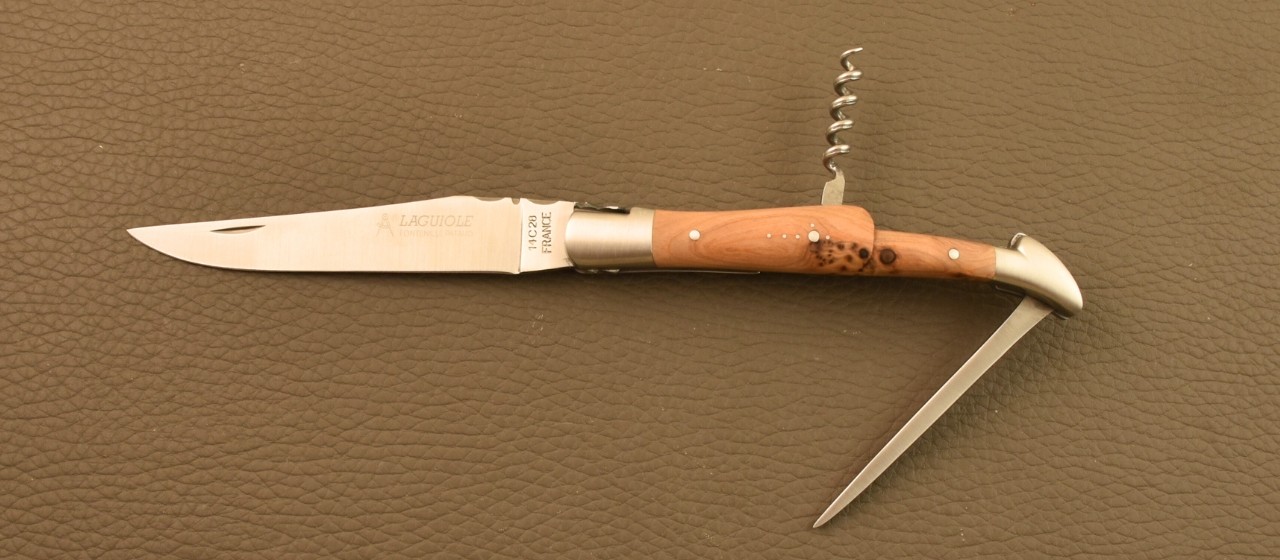 Couteau Laguiole Traditionnel 12 cm Tire-Bouchon & Poinçon Genévrier