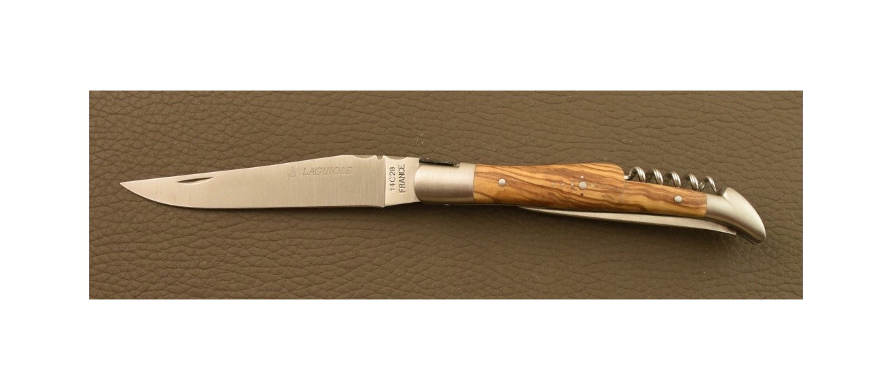 Laguiole Traditional 12 cm Corkscrew & Awl Olivewood knife