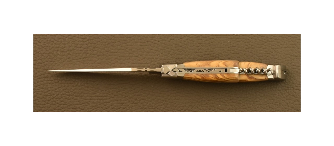 Laguiole Traditional 12 cm Corkscrew & Awl Olivewood knife