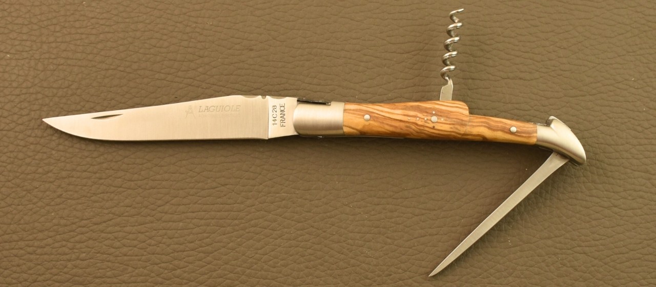 Couteau Laguiole Traditionnel 12 cm Tire-Bouchon & Poinçon Olivier