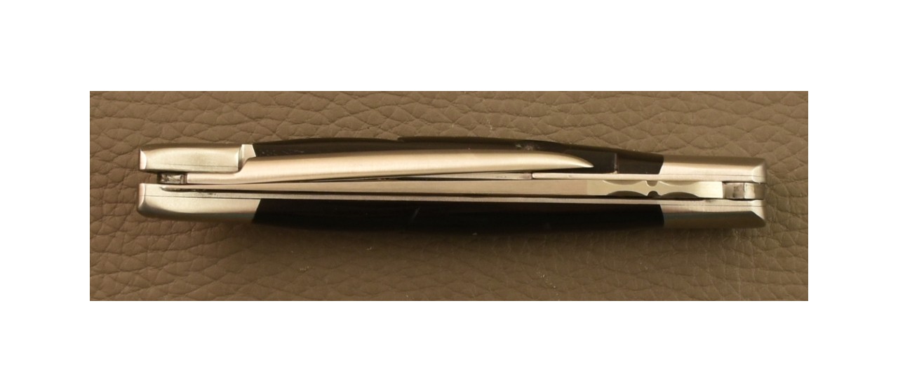 Couteau Laguiole Traditionnel 12 cm Tire-Bouchon & Poinçon Pointe de Corne Noire