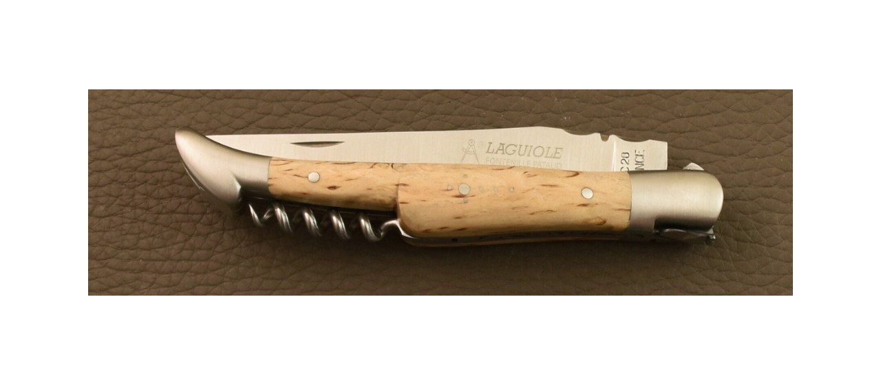 Laguiole Traditional 12 cm Corkscrew & Awl Curly birch knife
