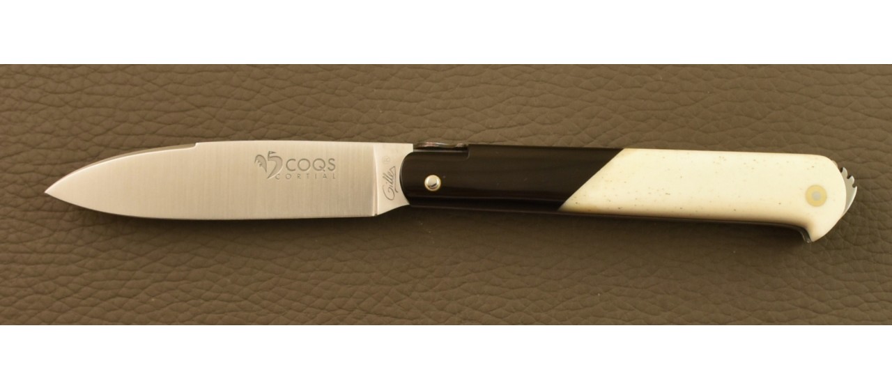 5 Coqs knife Classic Range Black Buffalo Horn and Real bone