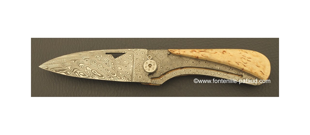 Corsican U Cumpa knife Damascus Range Curly birch