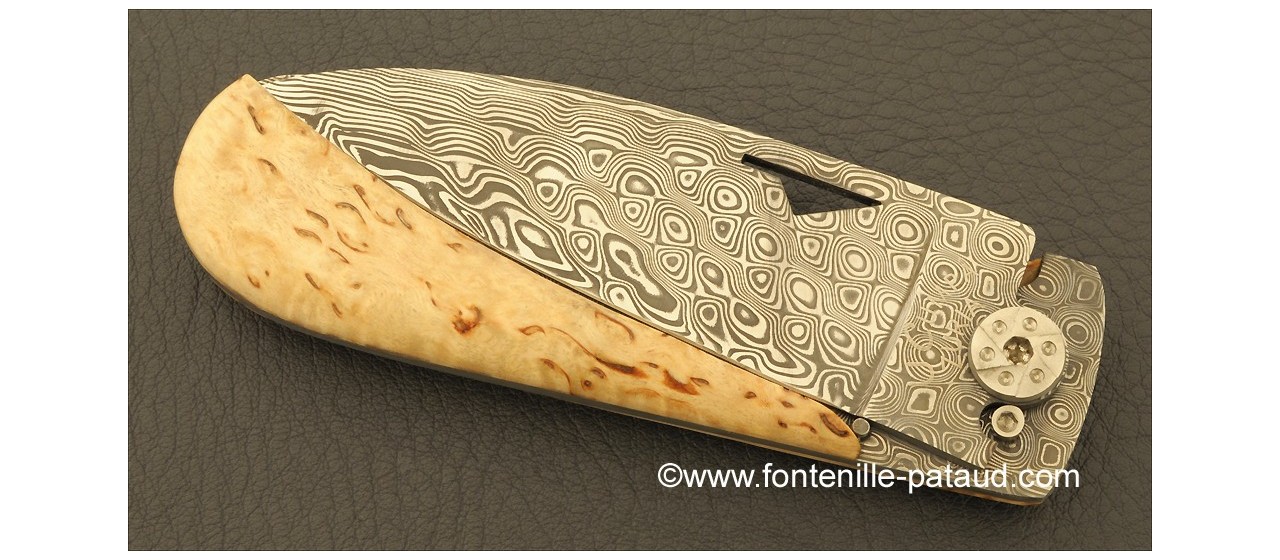 Corsican U Cumpa knife Damascus Range Curly birch