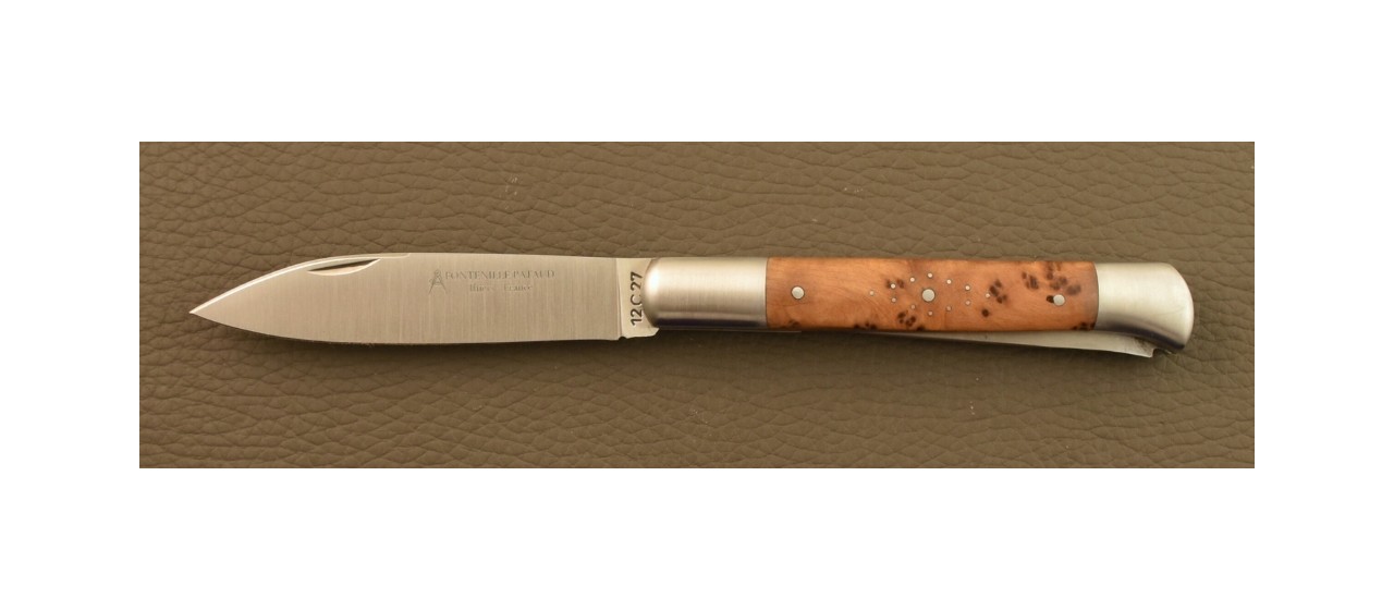 Issoire shepherd's knife & awl, Thuya burl