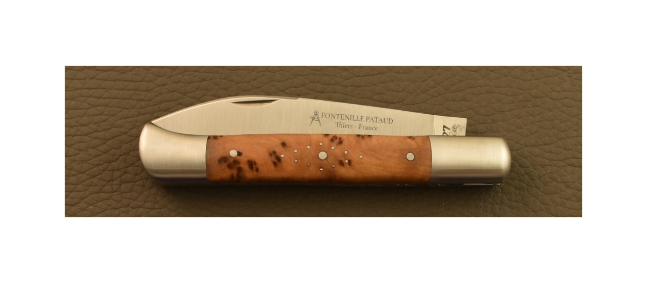 Issoire shepherd's knife & awl, Thuya burl