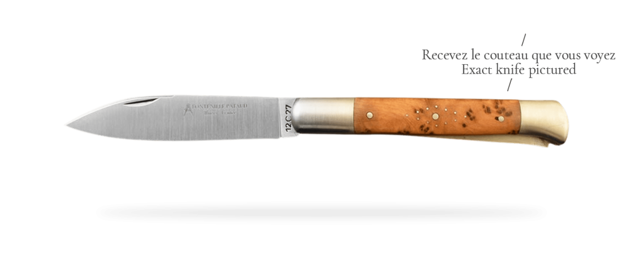 Issoire shepherd's knife & awl, Thuya burl