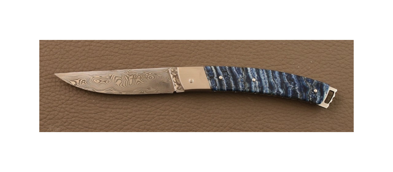Couteau Le Thiers® Nature Damas Molaire de mammouth, guillochage fin