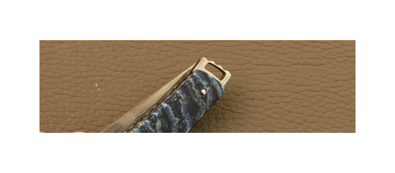 Le Thiers® Nature Knife Damascus Molar tooth of Mammoth, delicate filework