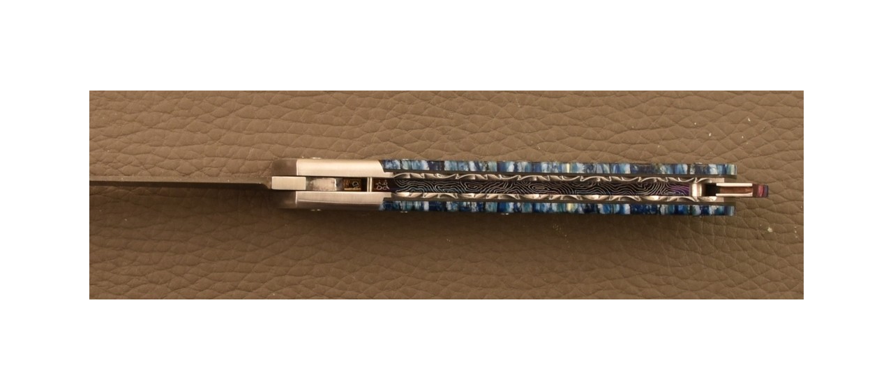 Couteau Le Thiers® Nature Damas Molaire de mammouth, guillochage fin