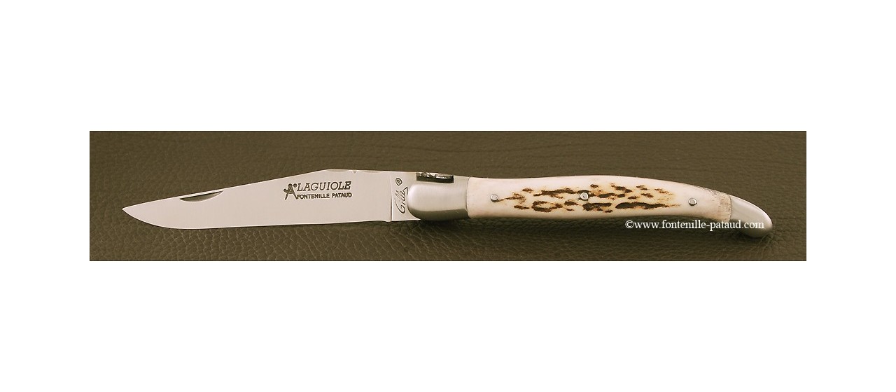 Hunting laguiole knife with reak stag handle
