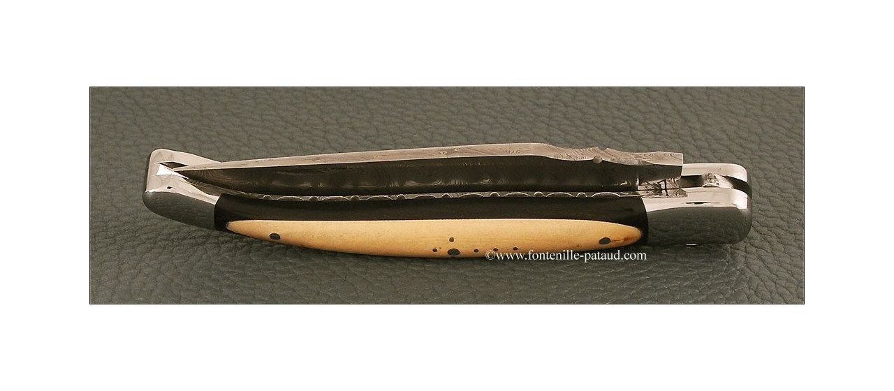Laguiole knife ebony and boxwood, damasteel blade