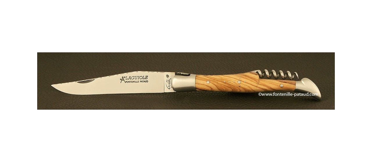 Laguiole Knife Picnic Guilloche Range Olivewood