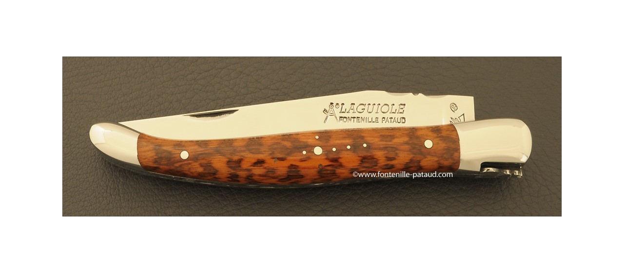 Snakewood laguiole nife with traditional sherpherd's croos