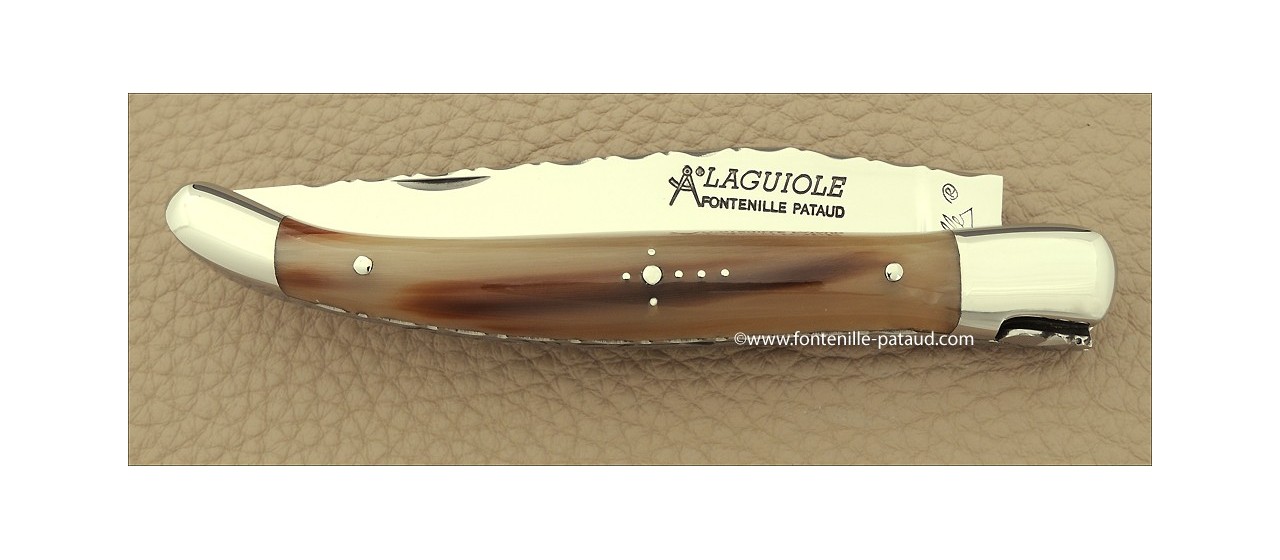 Traditional laguiole knife cow horn tip