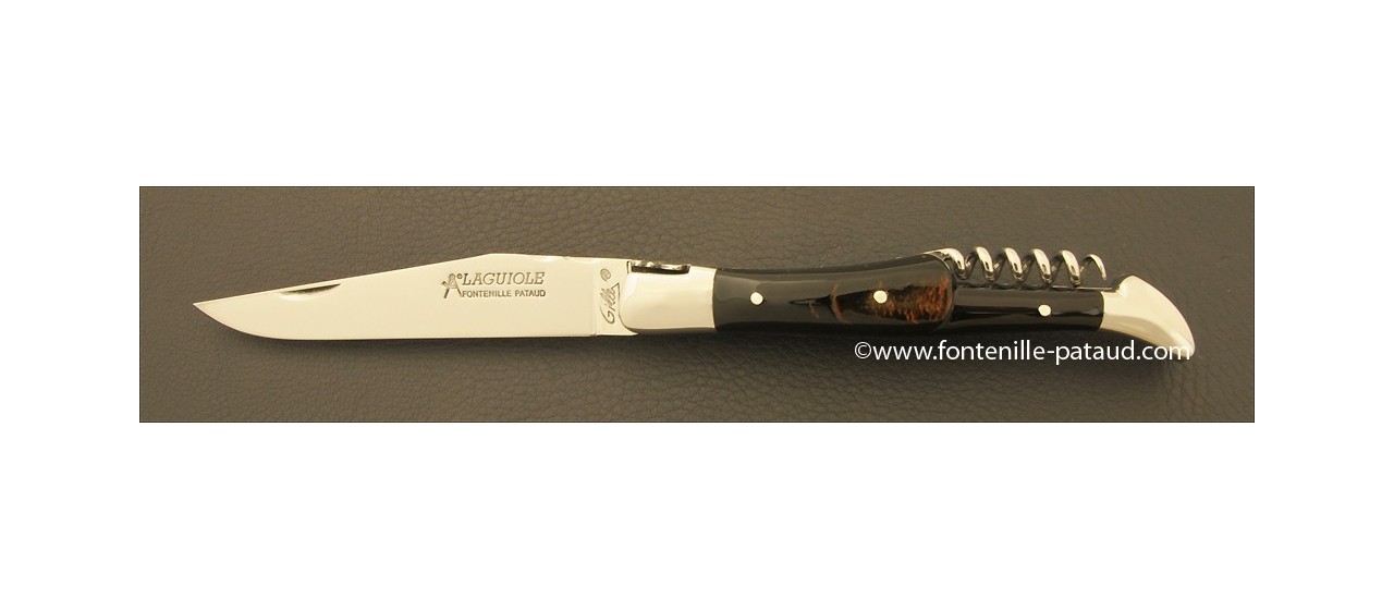 Couteau Laguiole Traditionnel 12 cm Classique avec Tire-Bouchon Buffle brut