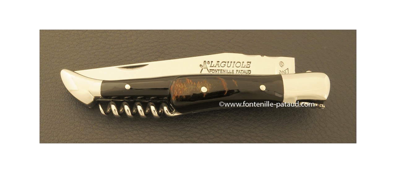 Couteau Laguiole Traditionnel 12 cm Classique avec Tire-Bouchon Buffle brut