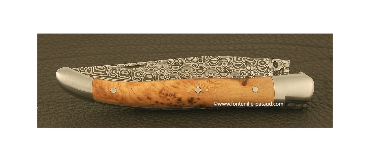 Damascus Laguiole knife with fragrant juniper wood