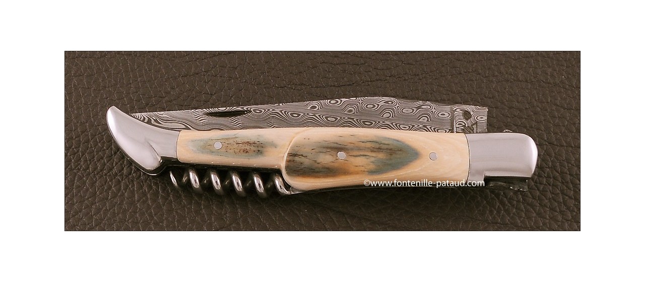 Laguiole Knife Traditional 12 cm Collection Blue fossilized mammoth ivory Delicate file work