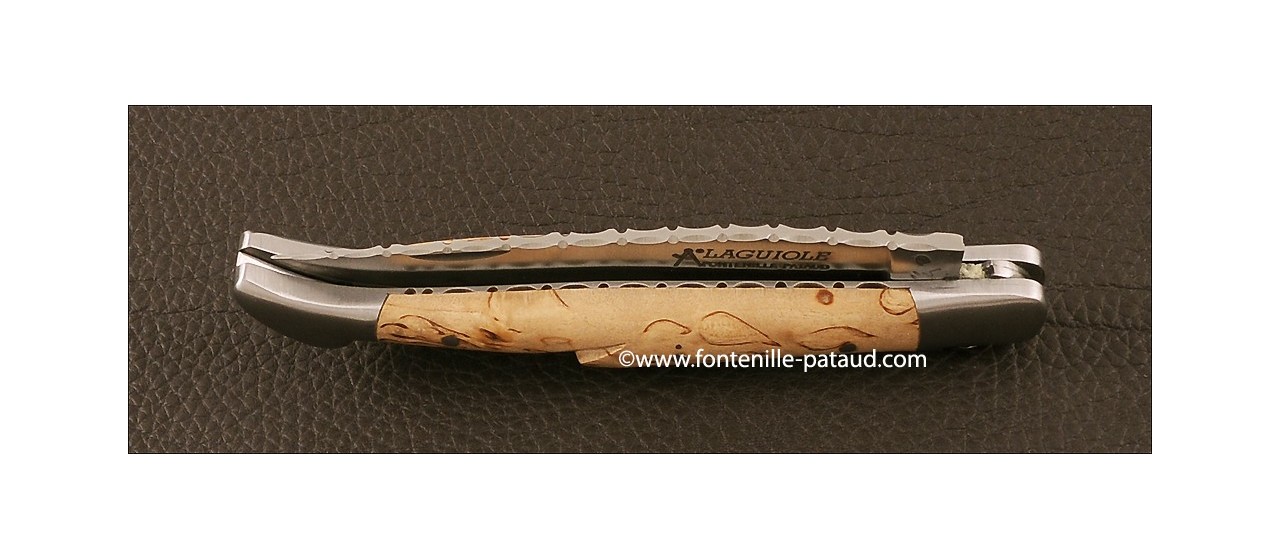 Laguiole Knife Picnic Guilloche Range Curly birch