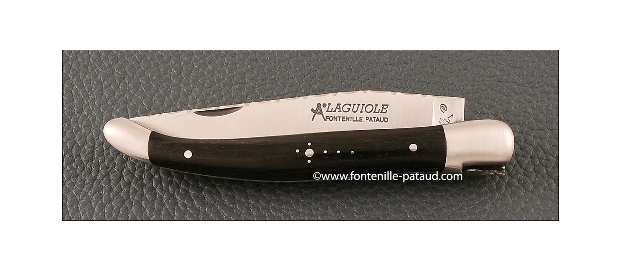 Laguiole 12 cm avec ressort guilloché et ébène véritable