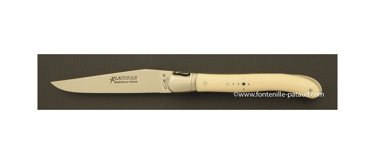 Véritable couteau de laguiole en ivoire de mammouth blanc