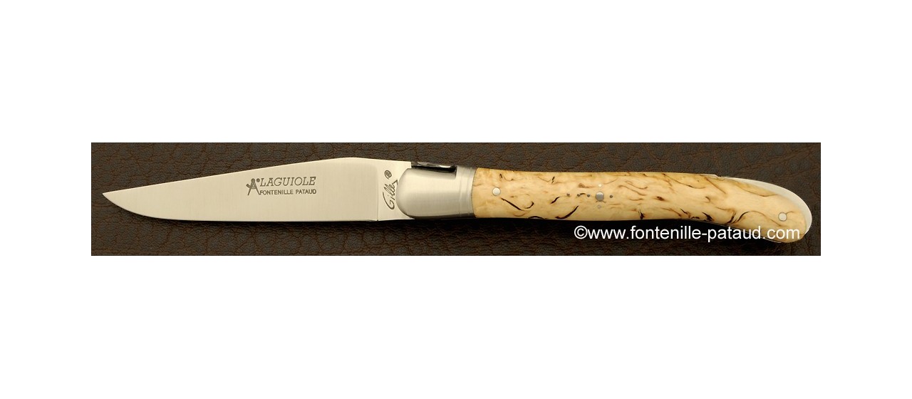 Real laguiole knife stainless steel and curly birch