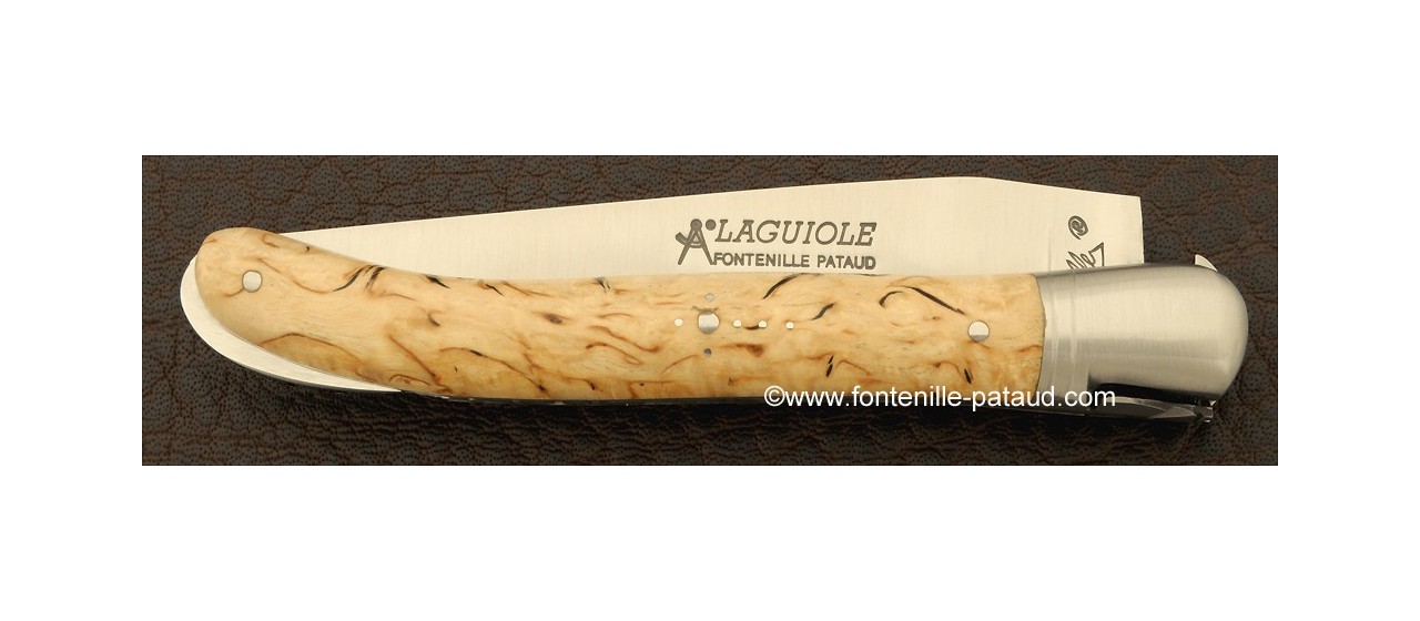 Real laguiole knife stainless steel and curly birch