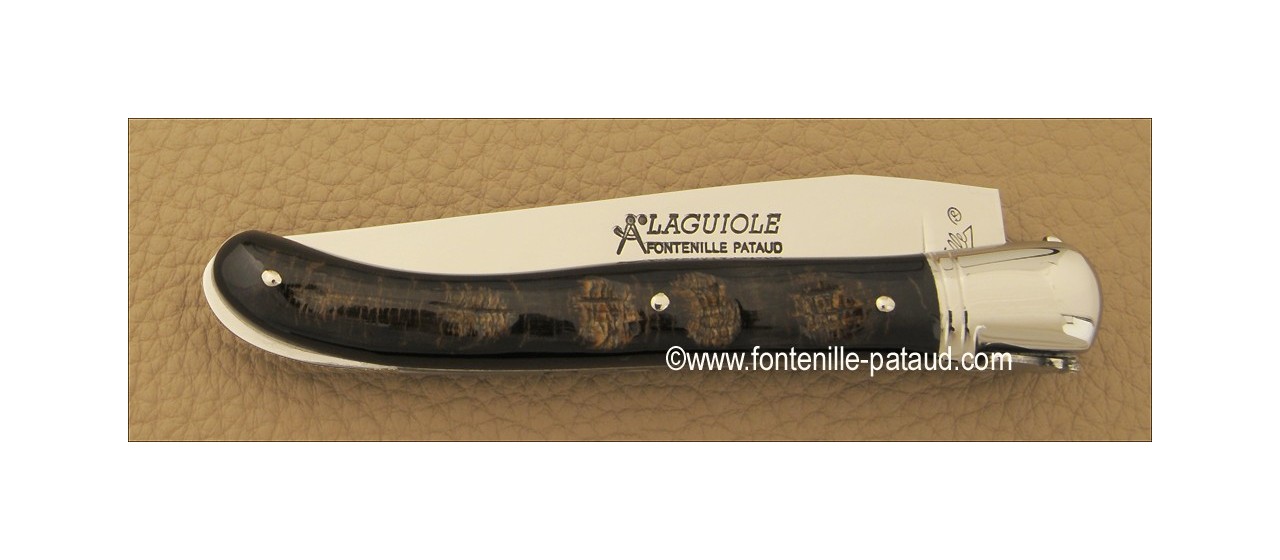 Stainless steel laguiole knife buffalo horn handmade in France