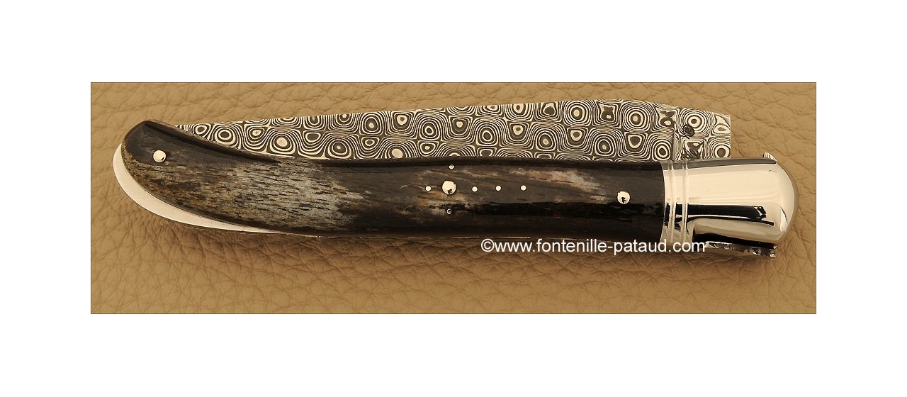 Dasmascus blade and giraffe bone for tihs laguiole knife