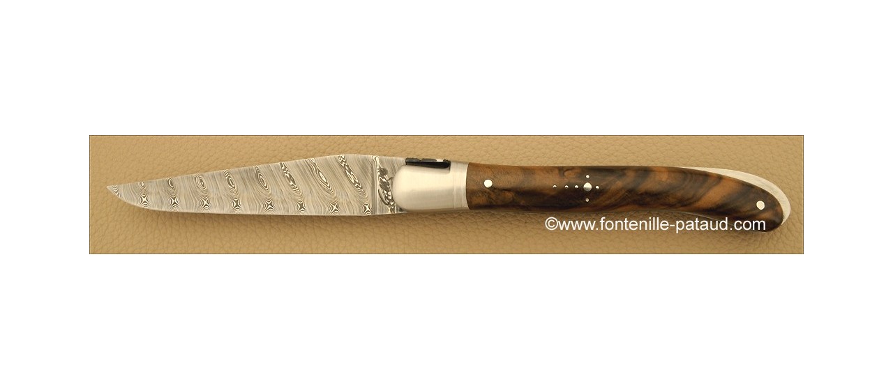 Damascus blade laguiole knife and walnut burl