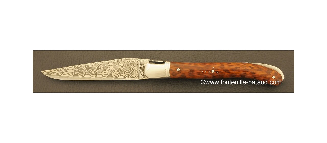 Damascus range laguiole knife, snakewood