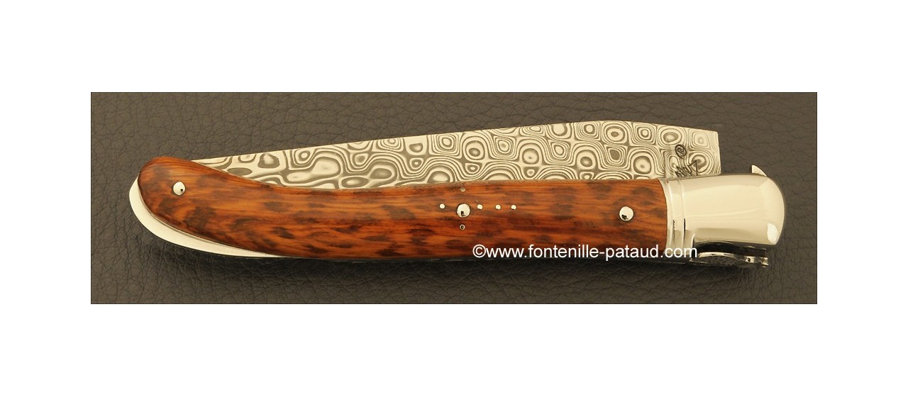 Damascus range laguiole knife, snakewood