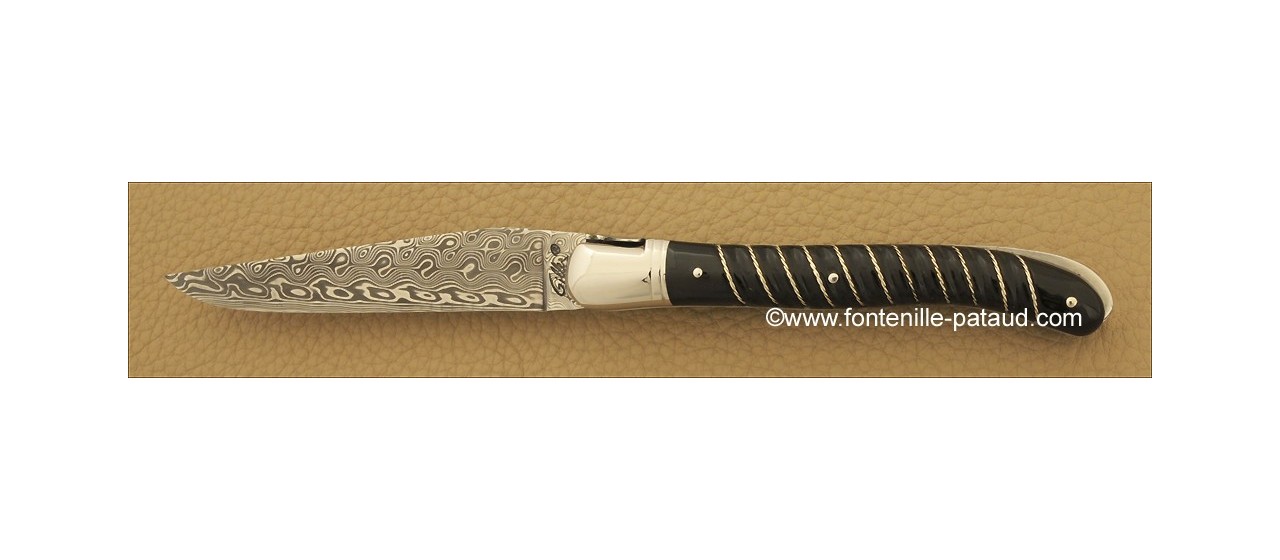 French luxury laguiole damascus blade and silver
