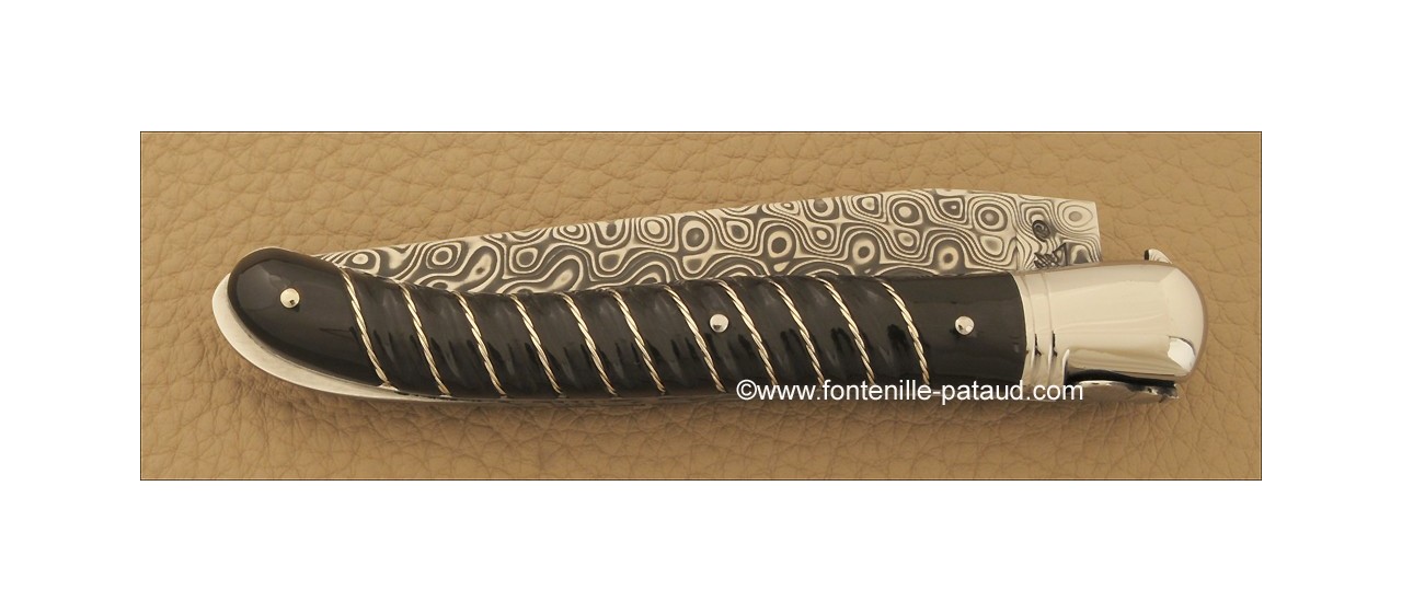 French luxury laguiole damascus blade and silver