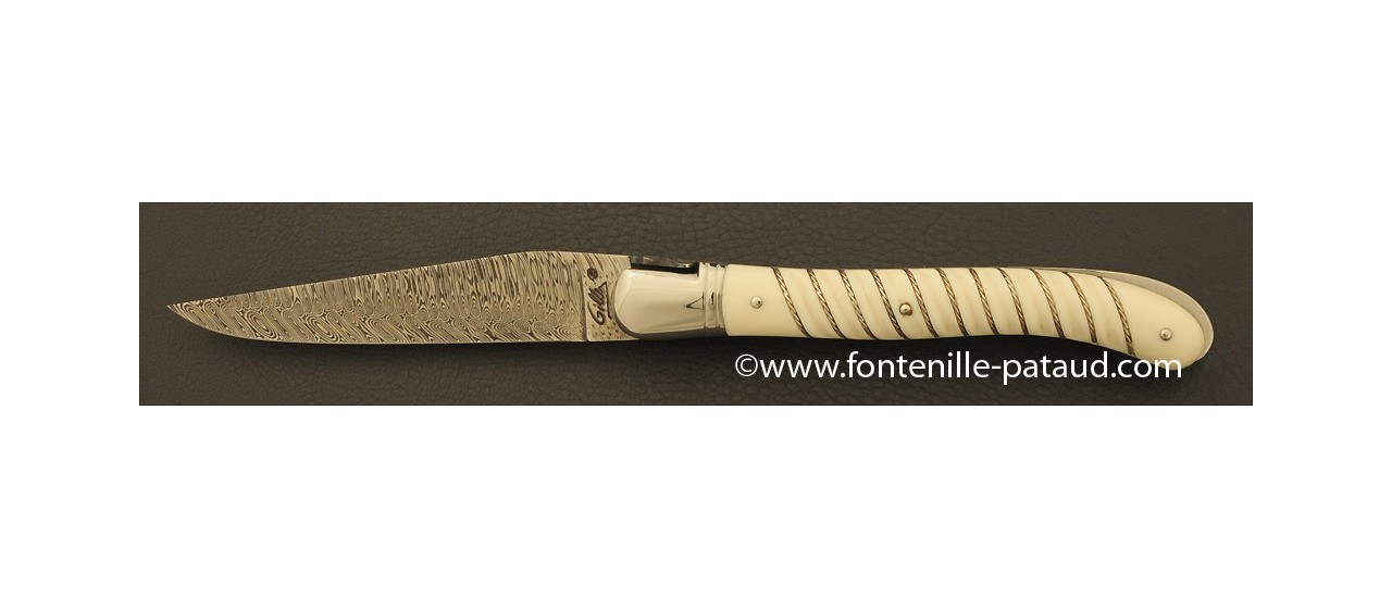 Very high end laguiole knife, ivory and damascus blade