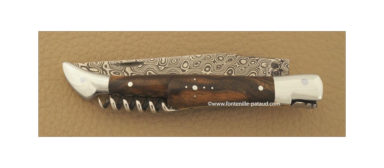 Couteau Laguiole Traditionnel 12 cm Damas avec Tire-Bouchon Olivier