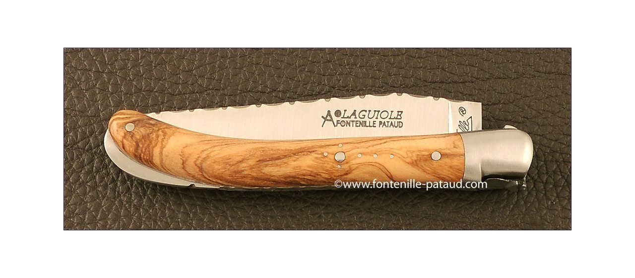 Laguiole Knife Le Pocket Guilloche Range Olivewood