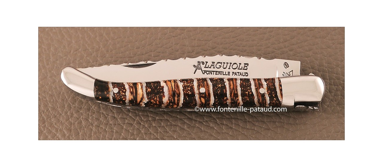 Couteau Laguiole Traditionnel 11 cm Guilloche Ivoire de molaire de Mammouth