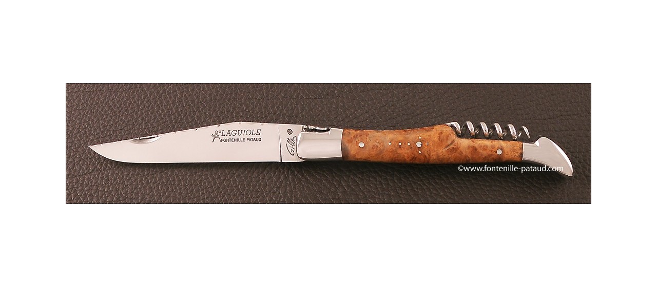 Laguiole Traditionnel 12 cm Guilloché avec Tire-Bouchon Érable