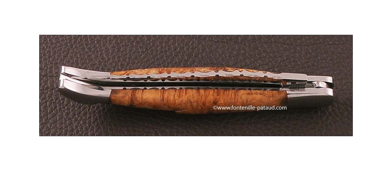 Couteau Laguiole Traditionnel 12 cm Guilloche avec Tire-Bouchon Erable