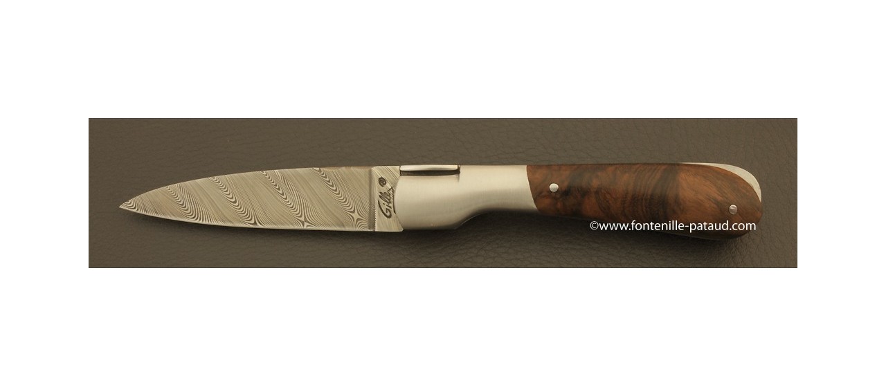 Corsican Pialincu knife Damascus range Walnut