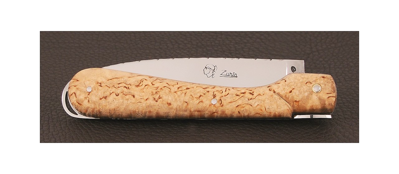 Corsican Sperone knife Guilloche Range Curly birch