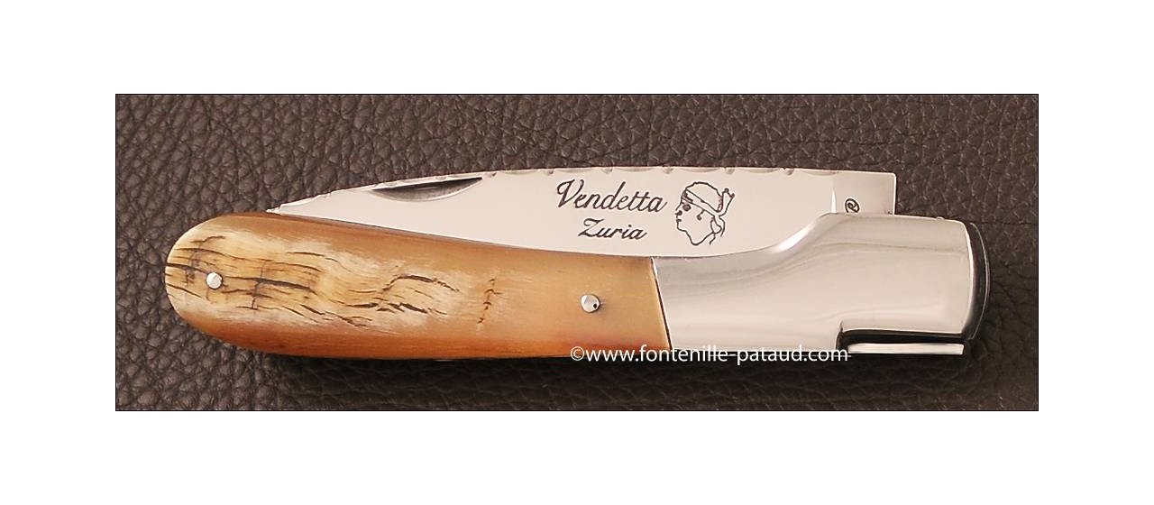Corsican Vendetta knife Guilloche Range Ram horn