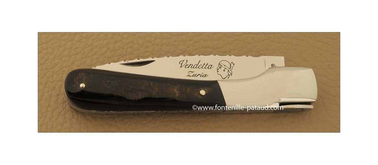 Couteau Vendetta Corse Guilloche Buffle brut